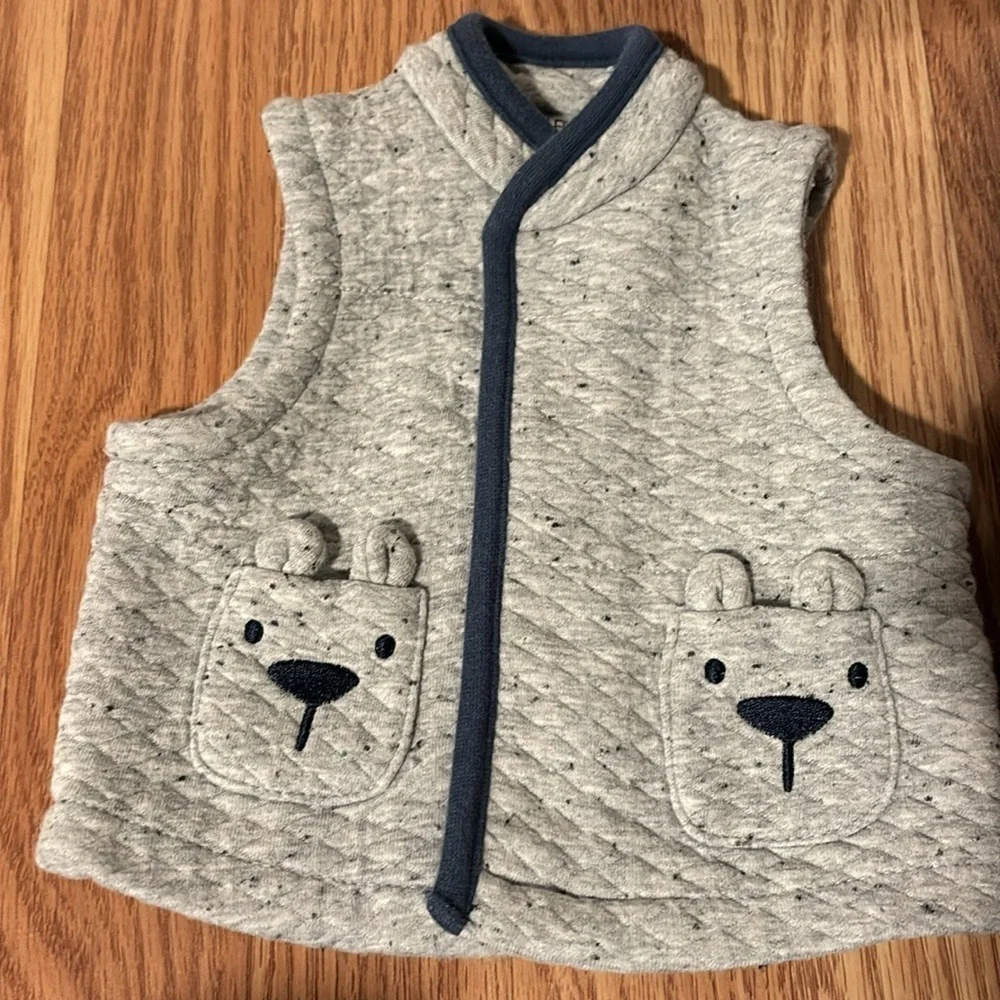 9 months baby Vests- 2 gray and one red. Warm and super cute!